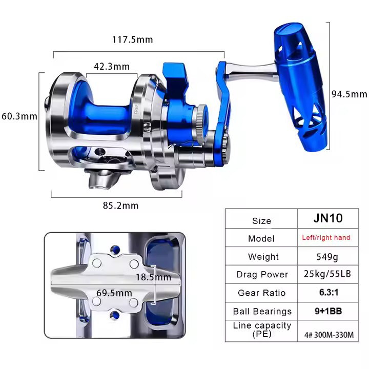 Tamamen Metal 9+1BB CNC Balıkç - Trolling Reel incelemesi ve fiyatı
